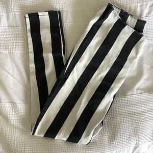Black and white striped jeans
